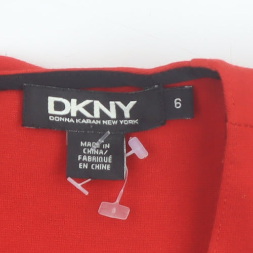 DKNY Women’s Red Sleeveless Sheath Dress Size 10 Knee Length