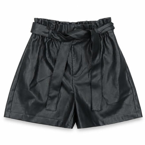 Primark Women Black Faux Leather Paperbag Shorts Size 4 High Waist