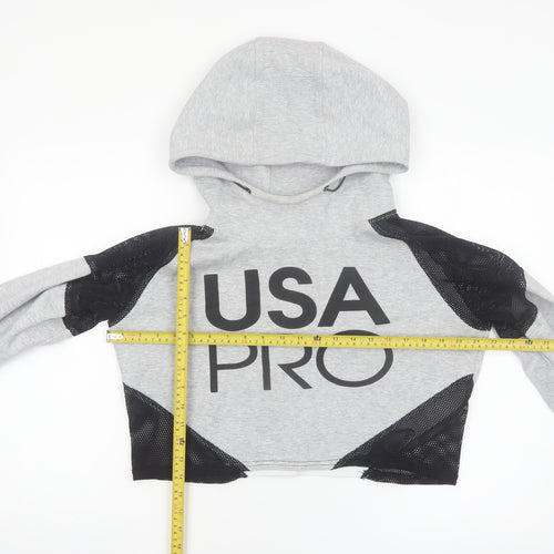 USA Pro Womens Grey Crop Hoodie Size 10 Hooded Sportswear