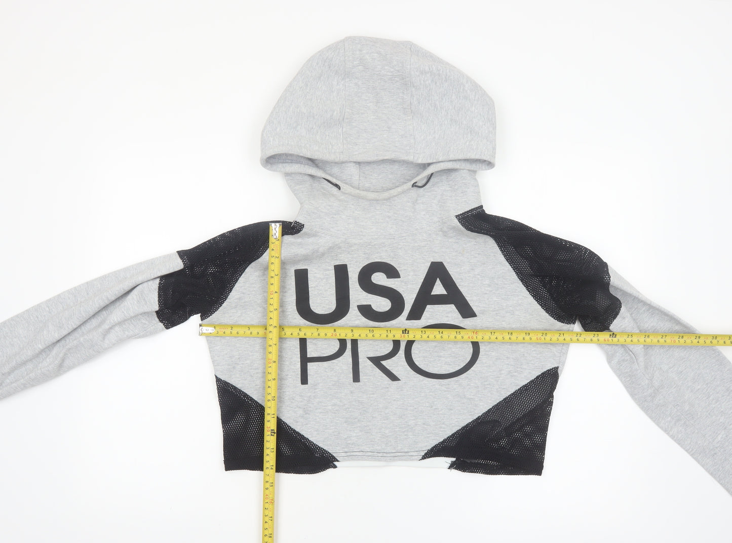 USA Pro Womens Grey Crop Hoodie Size 10 Hooded Sportswear