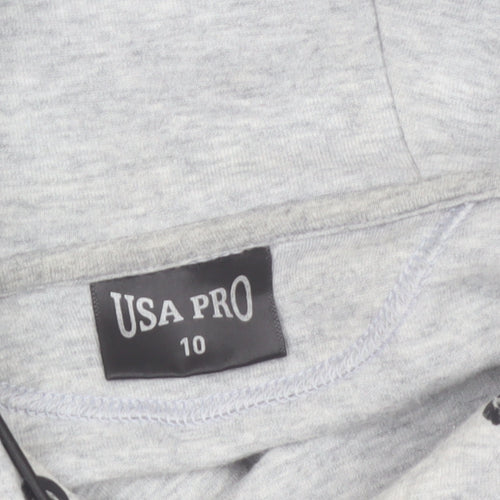 USA Pro Womens Grey Crop Hoodie Size 10 Hooded Sportswear