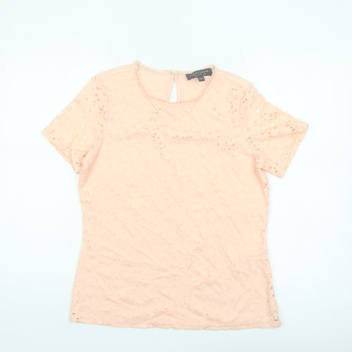 Dorothy Perkins Womens Beige Lace Short Sleeve Blouse UK 12