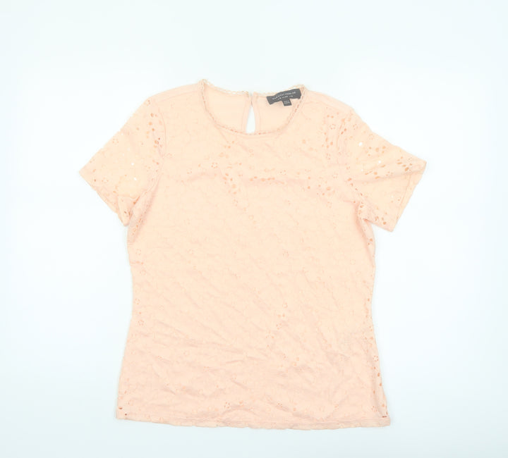 Dorothy Perkins Womens Beige Lace Short Sleeve Blouse UK 12