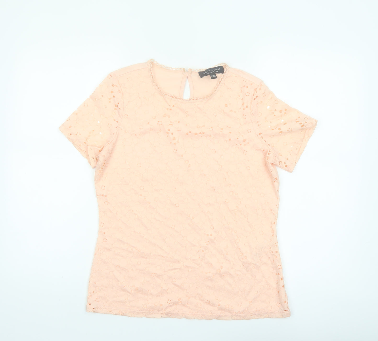 Dorothy Perkins Womens Beige Lace Short Sleeve Blouse UK 12