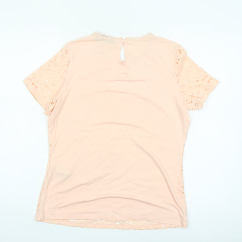 Dorothy Perkins Womens Beige Lace Short Sleeve Blouse UK 12