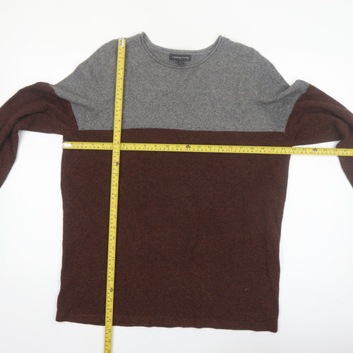 Red Herring Men’s Grey Brown Cotton Crew Neck Jumper Size L