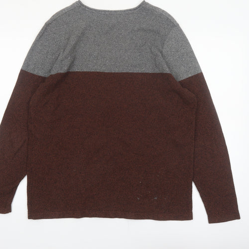 Red Herring Men’s Grey Brown Cotton Crew Neck Jumper Size L