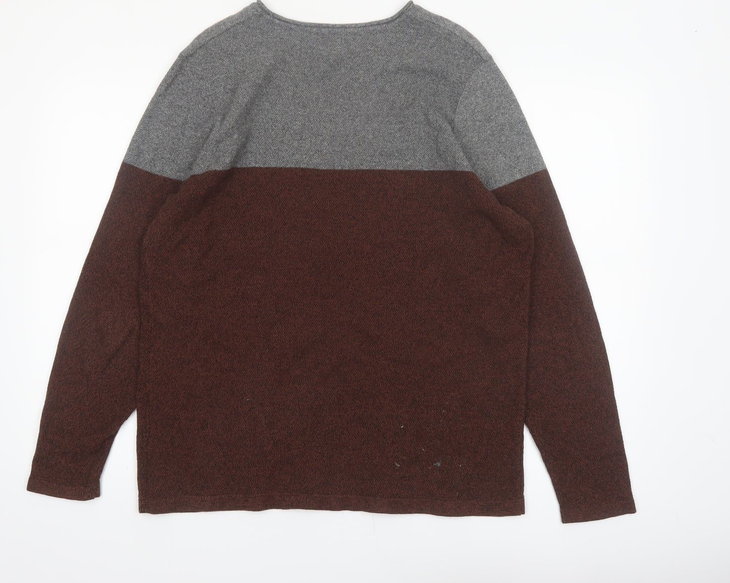 Red Herring Men’s Grey Brown Cotton Crew Neck Jumper Size L