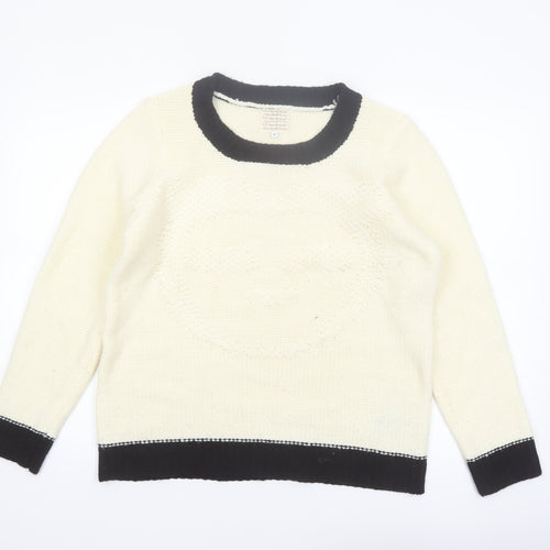 New Look Women Ivory Black Trim Size 16 Knit Pullover Jumper