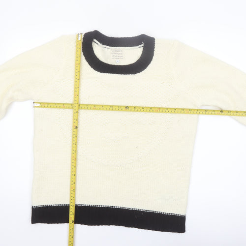 New Look Women Ivory Black Trim Size 16 Knit Pullover Jumper