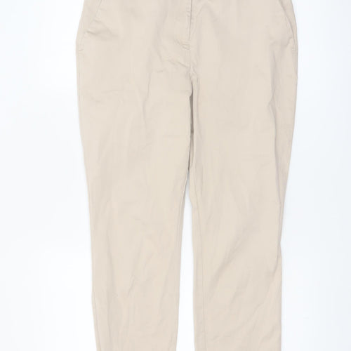 Dunnes Women Beige Chino Trousers Size 10 Regular Fit Cotton Stretch