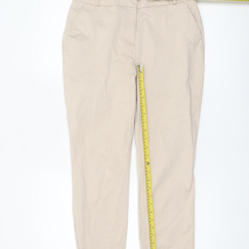 Dunnes Women Beige Chino Trousers Size 10 Regular Fit Cotton Stretch
