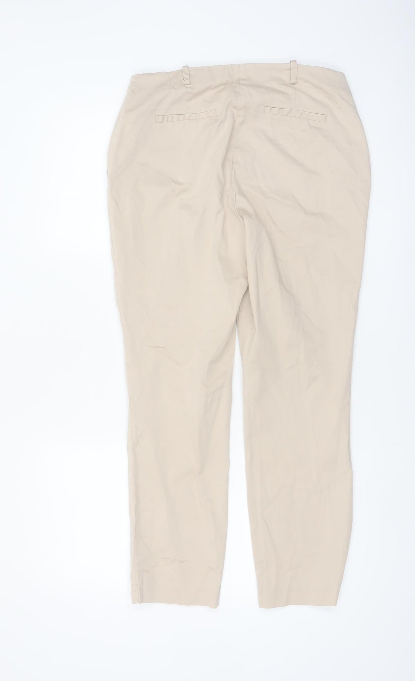 Dunnes Women Beige Chino Trousers Size 10 Regular Fit Cotton Stretch