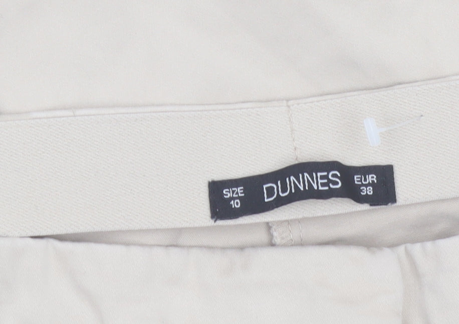 Dunnes Women Beige Chino Trousers Size 10 Regular Fit Cotton Stretch