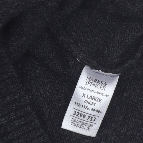 Marks and Spencer Men’s Grey XL 1/2 Zip Lambswool Jumper