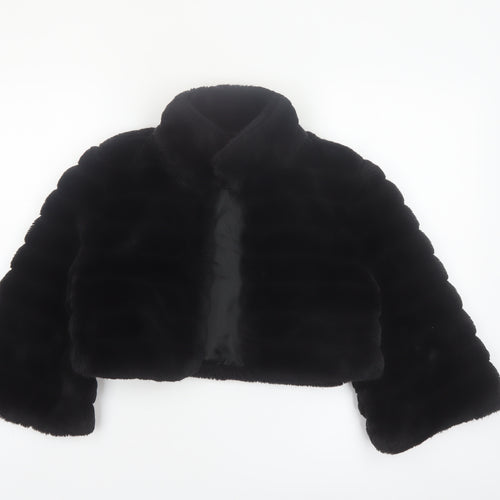 Début Women's Black Faux Fur Cropped Jacket Size 10 Formal Evening Wear