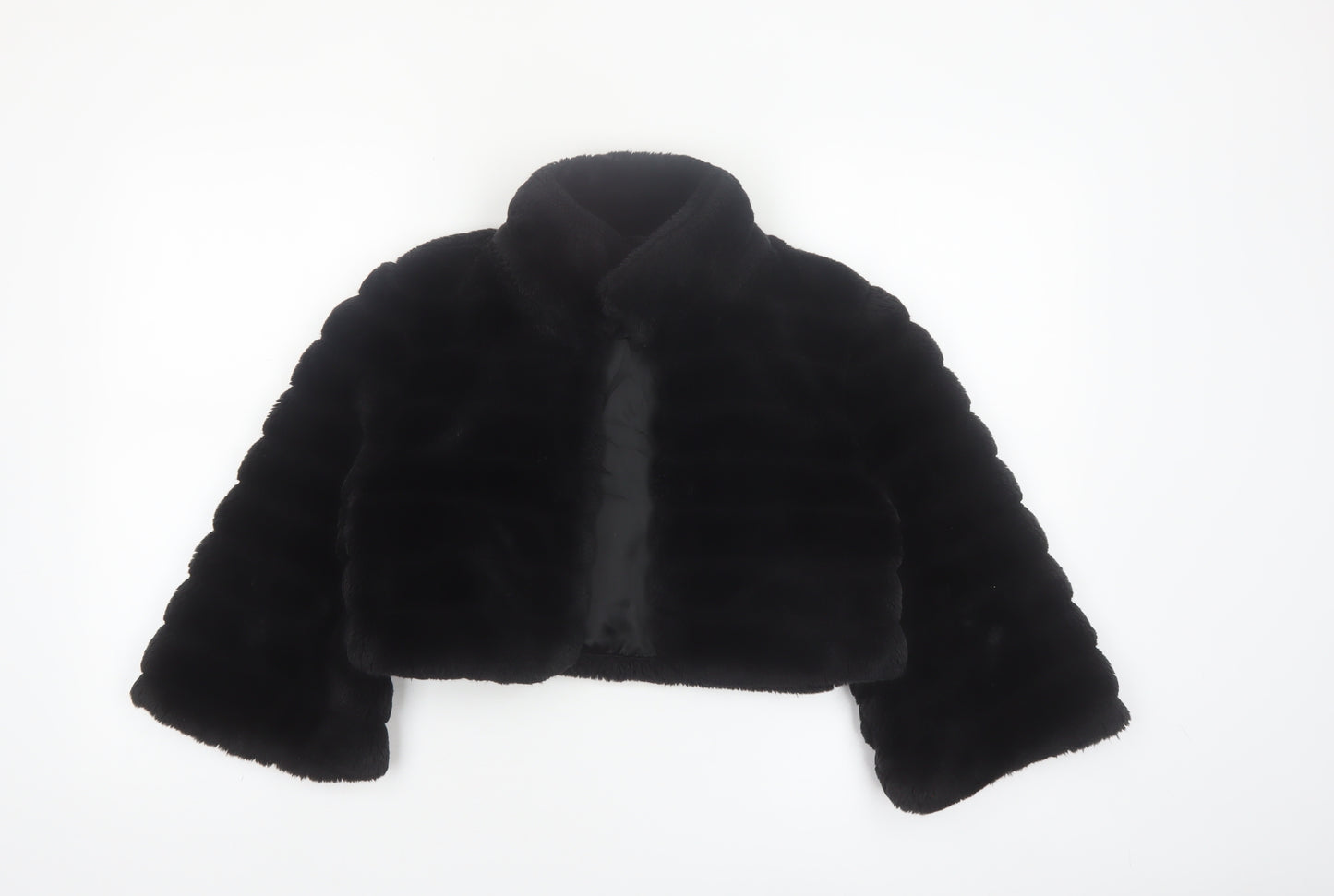 Début Women's Black Faux Fur Cropped Jacket Size 10 Formal Evening Wear