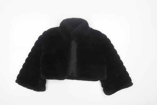 Début Women's Black Faux Fur Cropped Jacket Size 10 Formal Evening Wear