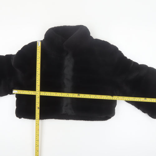 Début Women's Black Faux Fur Cropped Jacket Size 10 Formal Evening Wear