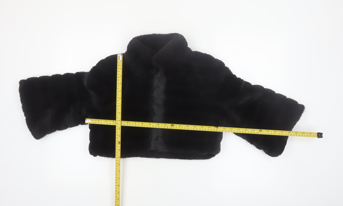 Début Women's Black Faux Fur Cropped Jacket Size 10 Formal Evening Wear