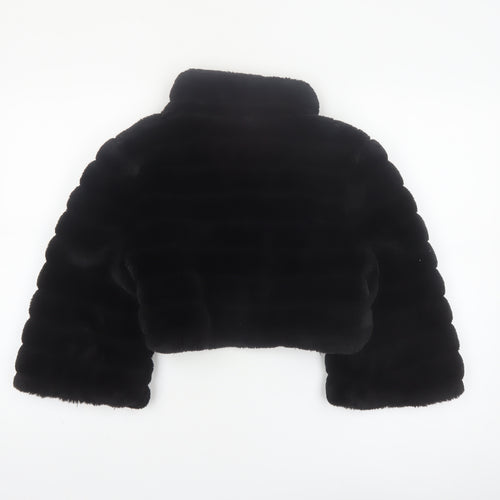 Début Women's Black Faux Fur Cropped Jacket Size 10 Formal Evening Wear