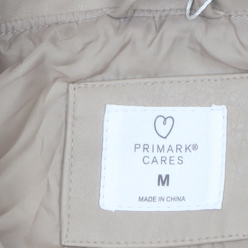 Primark Cares Women's Beige Faux Leather Cropped Bomber Jacket M