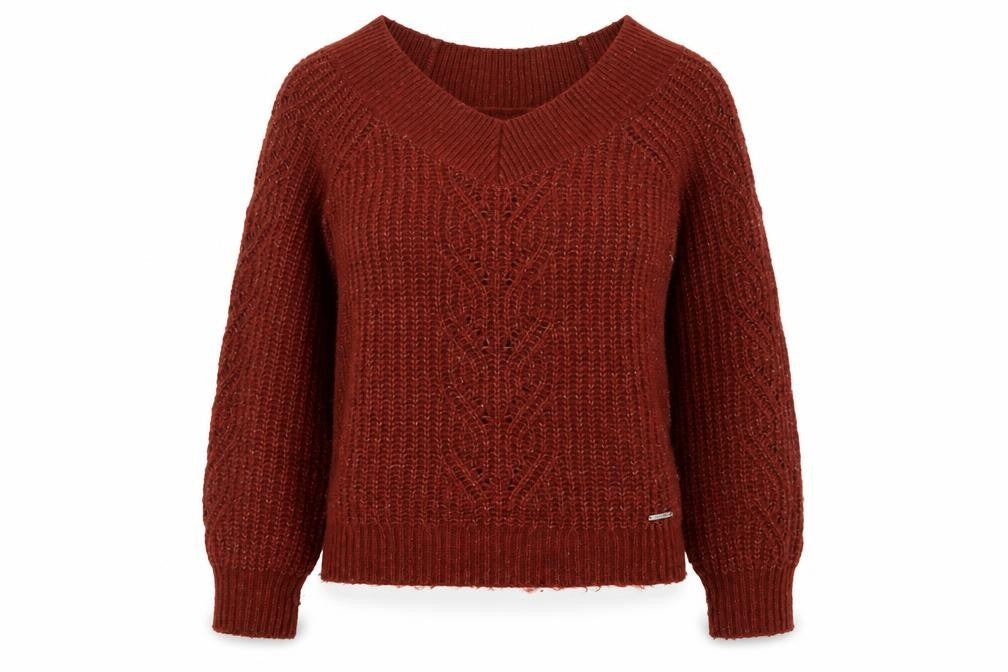Abercrombie & Fitch Women’s Brown V-Neck Chunky Knit Jumper Size S