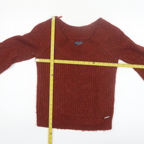Abercrombie & Fitch Women’s Brown V-Neck Chunky Knit Jumper Size S