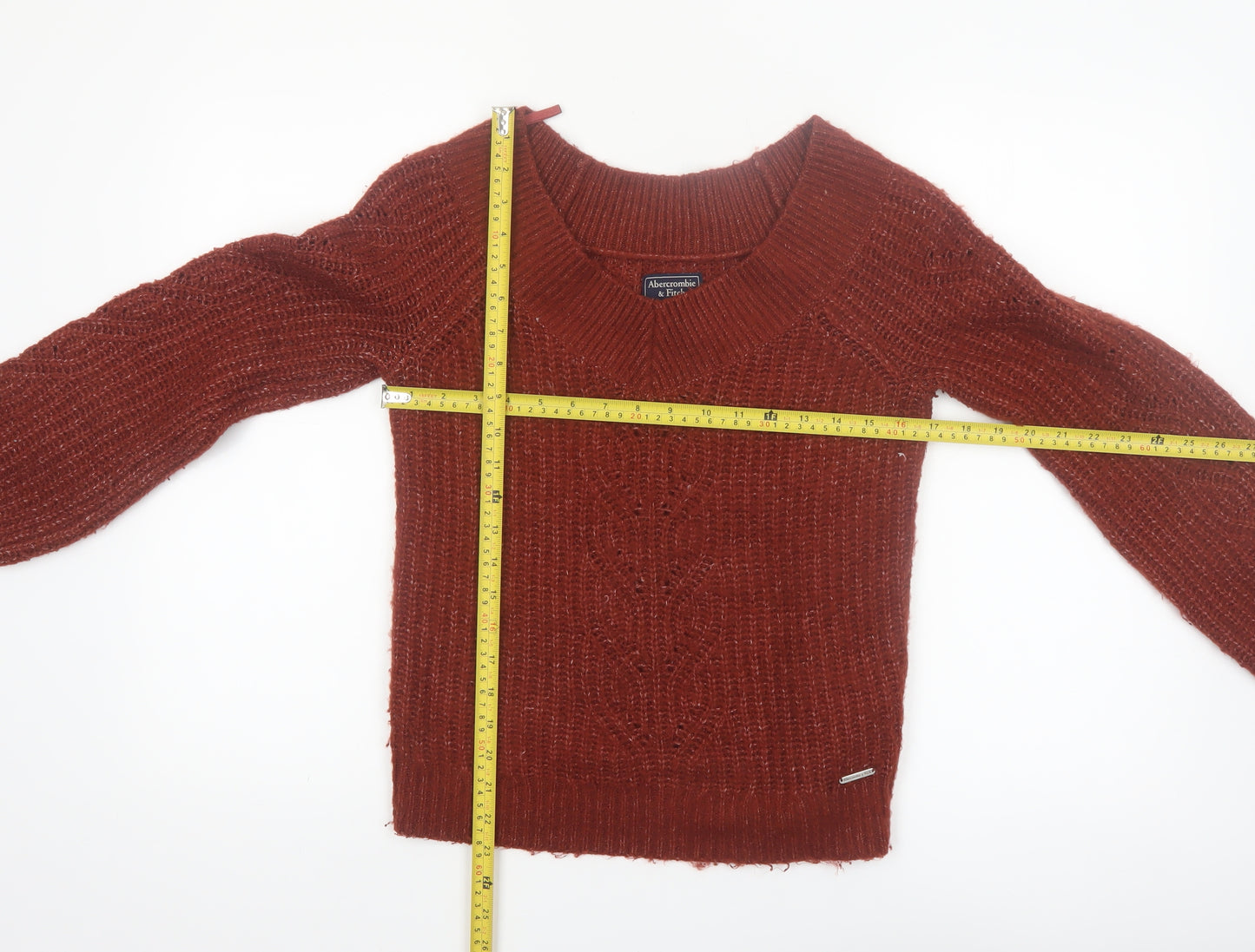 Abercrombie & Fitch Women’s Brown V-Neck Chunky Knit Jumper Size S