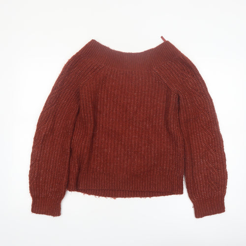 Abercrombie & Fitch Women’s Brown V-Neck Chunky Knit Jumper Size S