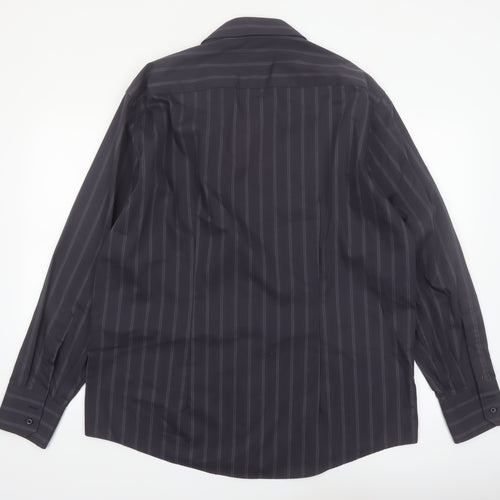 Venti Men's Black Striped Long Sleeve Cotton Button-Up Shirt Size 43