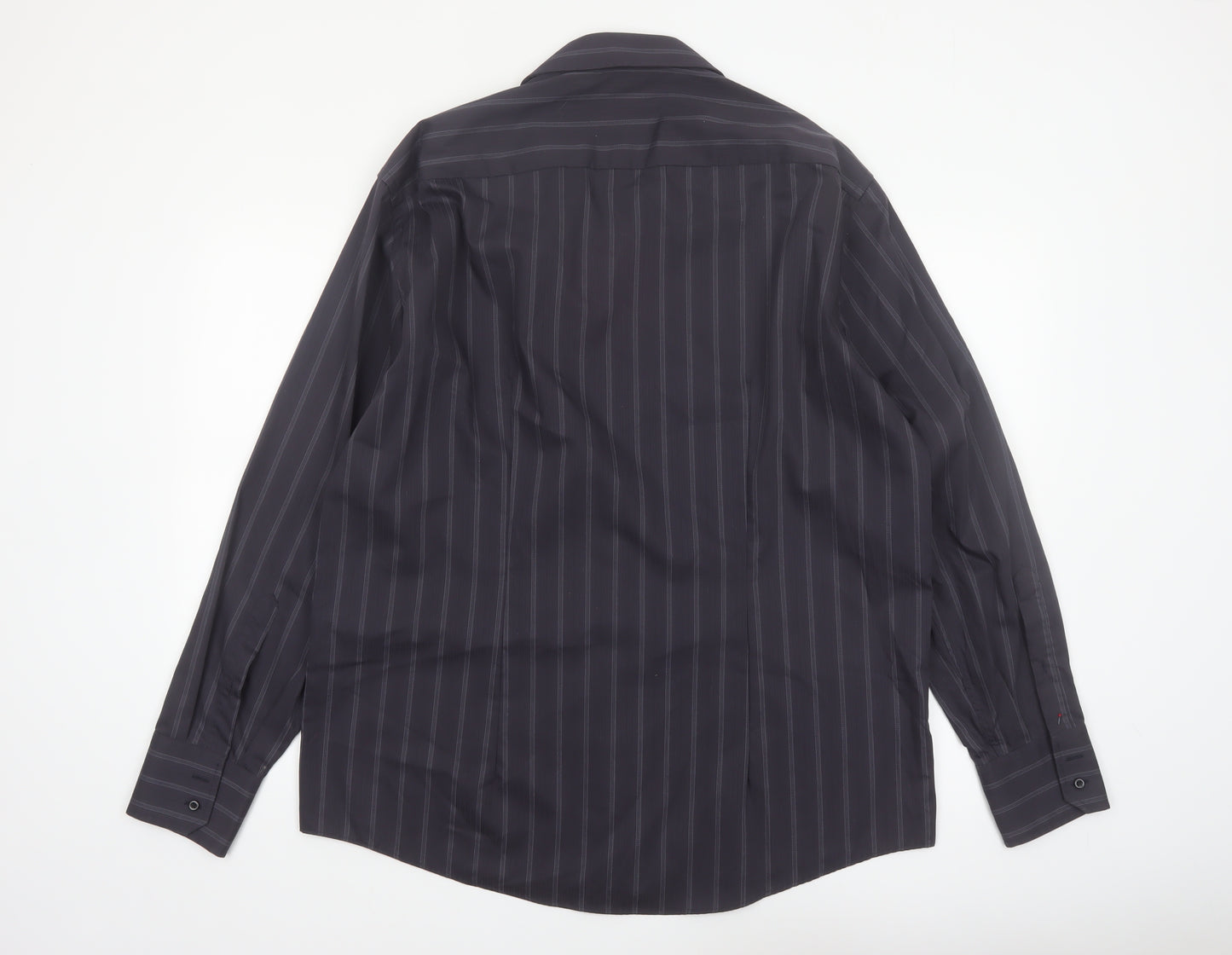 Venti Men's Black Striped Long Sleeve Cotton Button-Up Shirt Size 43