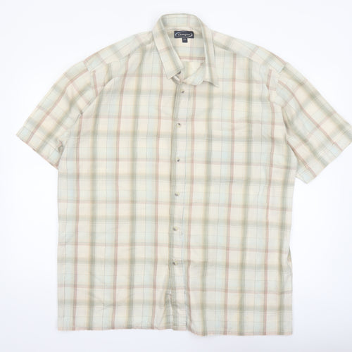 Champion Men’s Beige Plaid Short Sleeve Button-Up Shirt XL