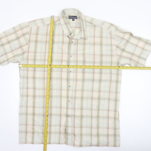 Champion Men’s Beige Plaid Short Sleeve Button-Up Shirt XL