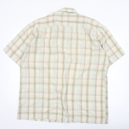 Champion Men’s Beige Plaid Short Sleeve Button-Up Shirt XL