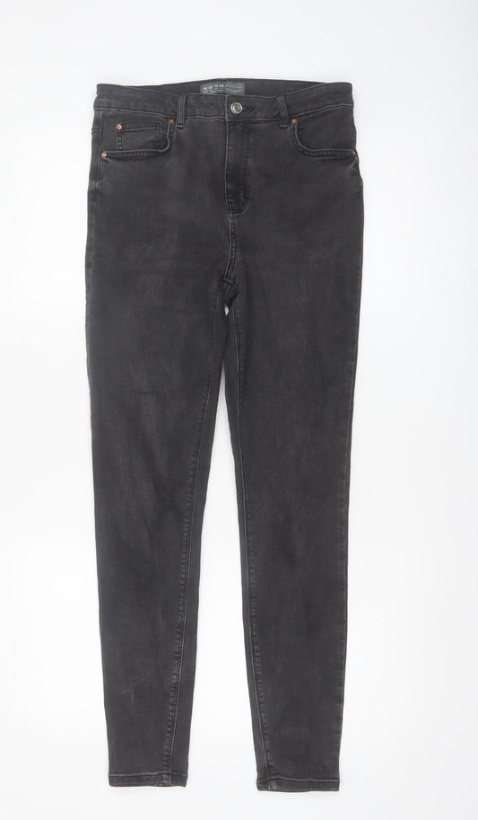 Primark Women Black Skinny Jeans Size 14 Mid Rise Stretch Denim
