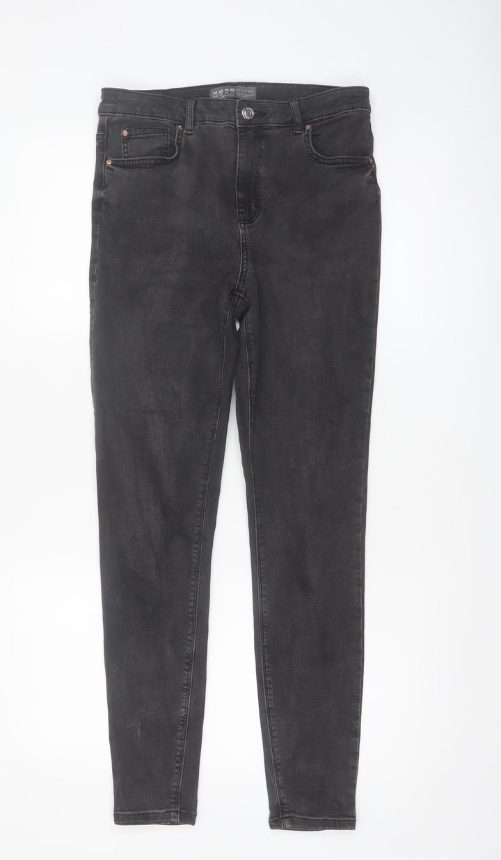 Primark Women Black Skinny Jeans Size 14 Mid Rise Stretch Denim