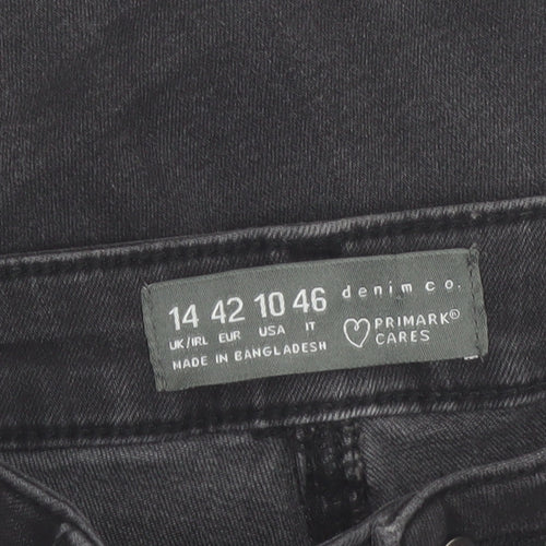 Primark Women Black Skinny Jeans Size 14 Mid Rise Stretch Denim
