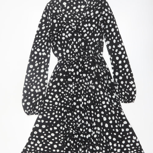 River Island Women’s Black Polka Dot Wrap Dress Size 8