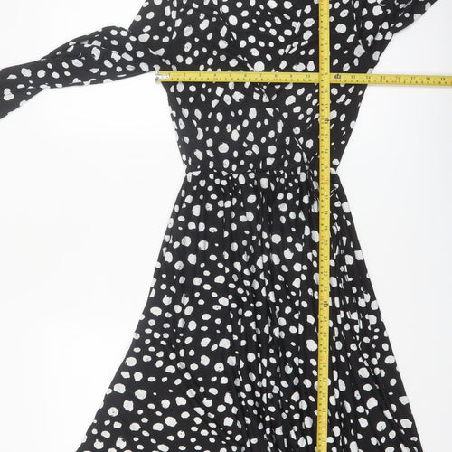 River Island Women’s Black Polka Dot Wrap Dress Size 8