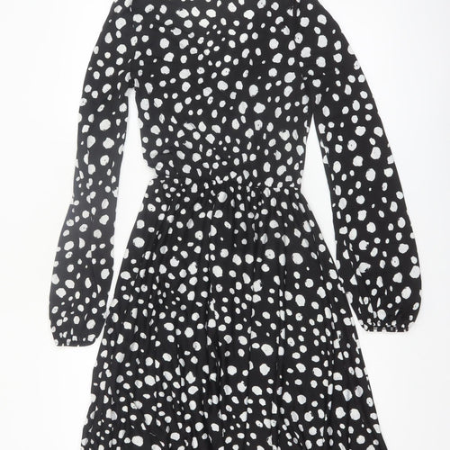 River Island Women’s Black Polka Dot Wrap Dress Size 8