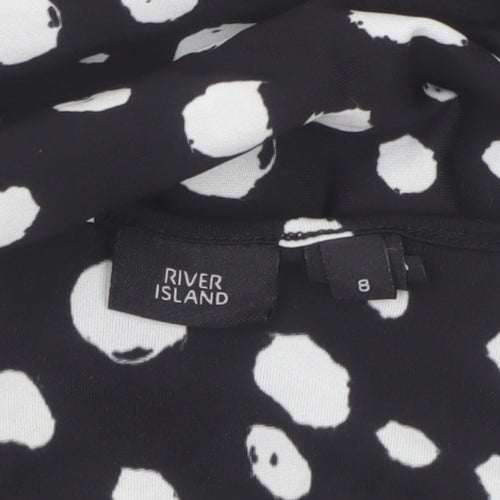 River Island Women’s Black Polka Dot Wrap Dress Size 8