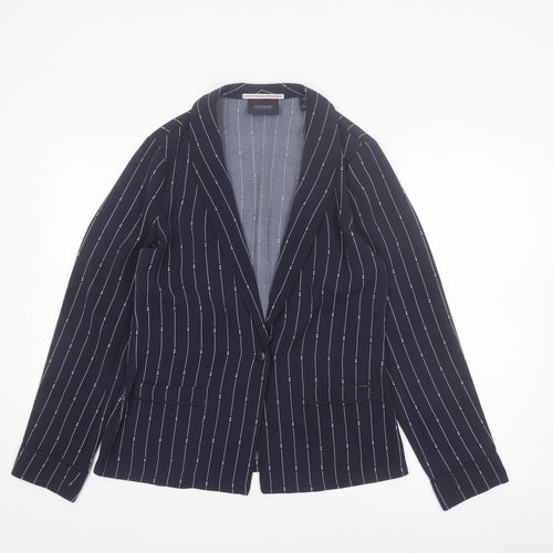 Scotch & Soda Women's Navy Pinstripe Single-Breasted Blazer Size S