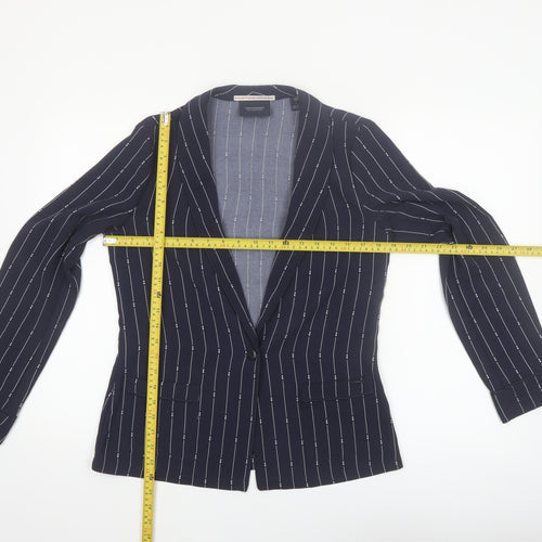Scotch & Soda Women's Navy Pinstripe Single-Breasted Blazer Size S