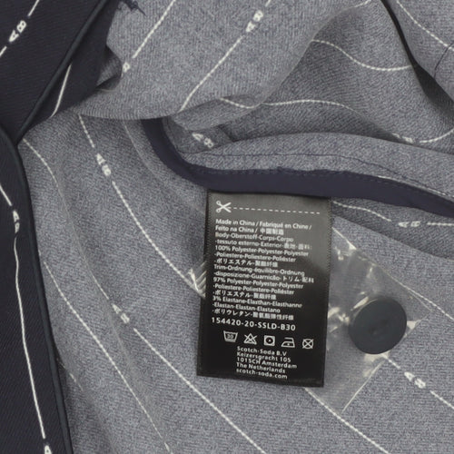Scotch & Soda Women's Navy Pinstripe Single-Breasted Blazer Size S