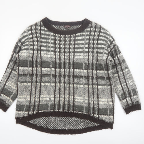 Phase Eight Women's Grey Chunky Knit Check Pullover Jumper S