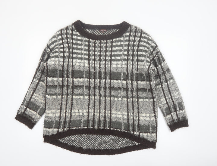 Phase Eight Women's Grey Chunky Knit Check Pullover Jumper S