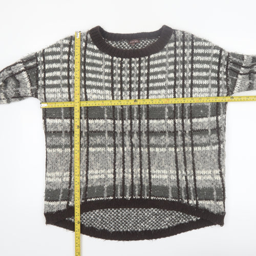 Phase Eight Women's Grey Chunky Knit Check Pullover Jumper S