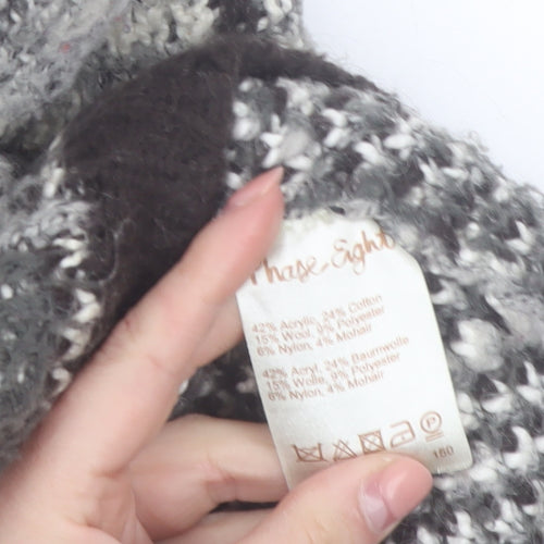 Phase Eight Women's Grey Chunky Knit Check Pullover Jumper S