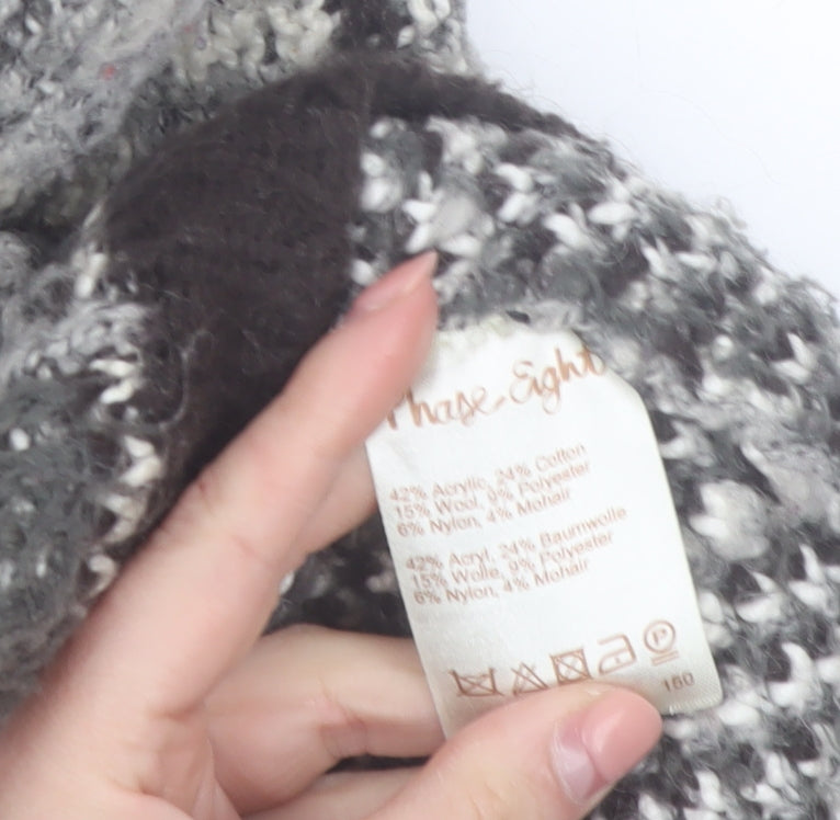 Phase Eight Women's Grey Chunky Knit Check Pullover Jumper S
